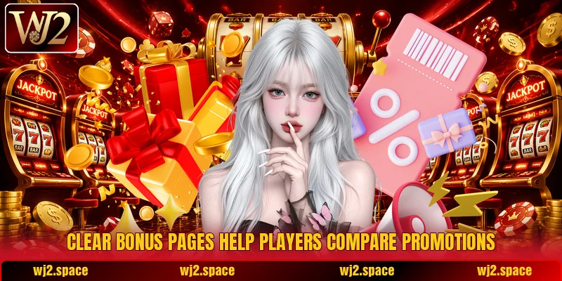 Clear bonus pages help players compare promotions Clear bonus pages help players compare promotions