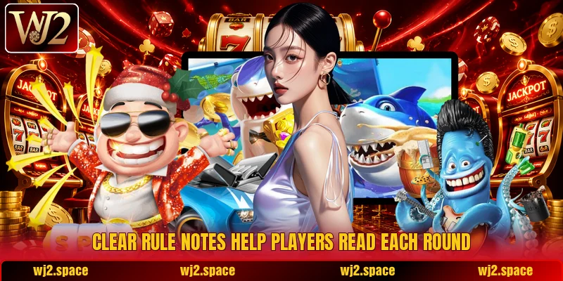 Clear rule notes help players read each round Clear rule notes help players read each round