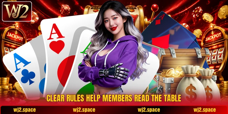 Clear rules help members read the table Clear rules help members read the table