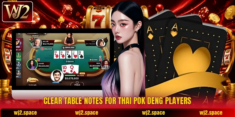 Clear table notes for Thai Pok Deng players Clear table notes for Thai Pok Deng players