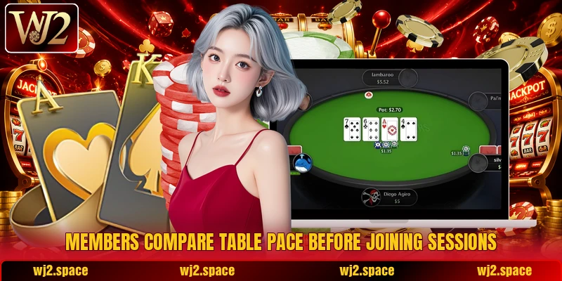 Members compare table pace before joining sessions Members compare table pace before joining sessions