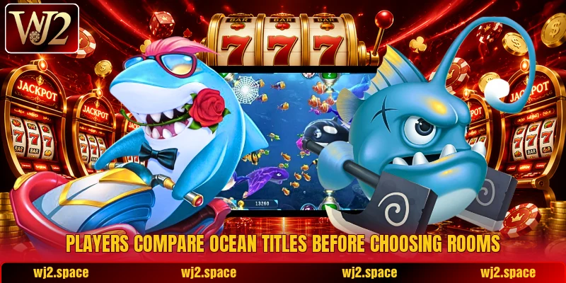 Players compare ocean titles before choosing rooms Players compare ocean titles before choosing rooms