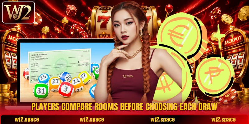 Players compare rooms before choosing each draw Players compare rooms before choosing each draw