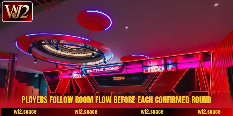 Players follow room flow before each confirmed round Players follow room flow before each confirmed round